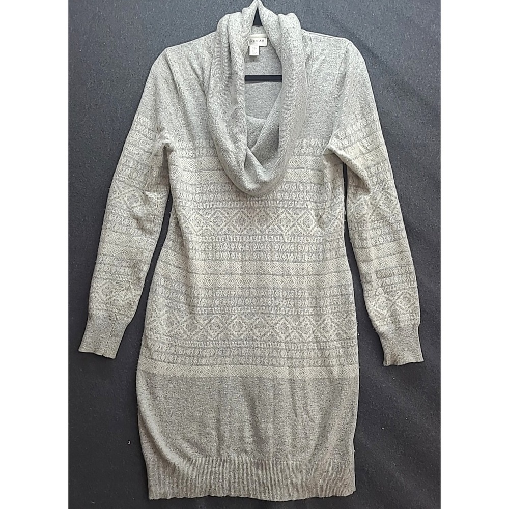 KENAR Gray Wool‎ Blend Cowl Neck Sweater Dress Size M Chalet Resort Ski Trip